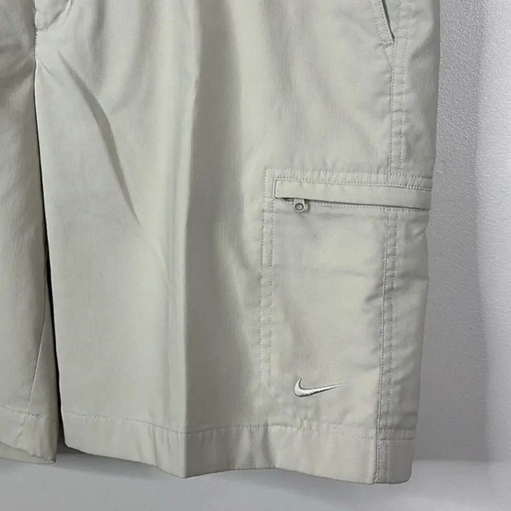 Nike Golf Dri-FIT Shorts Mens 36 Khaki Tan Flat Front Zipped Utility Pockets